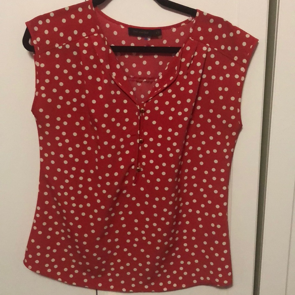 Red polka dot blouse